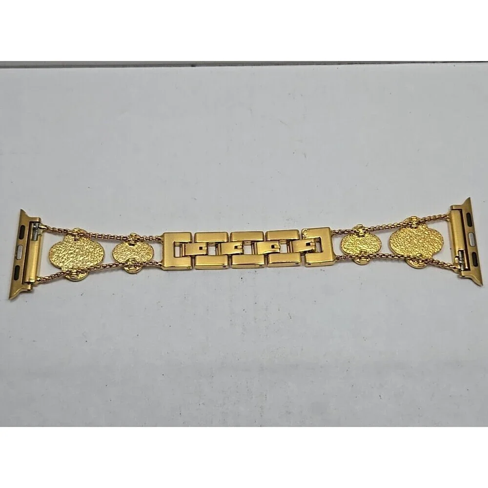 BCBGMAXAZRIA Gold Clover Rhinestone Apple Watch Band 42 44 45 49 Link Adjustable